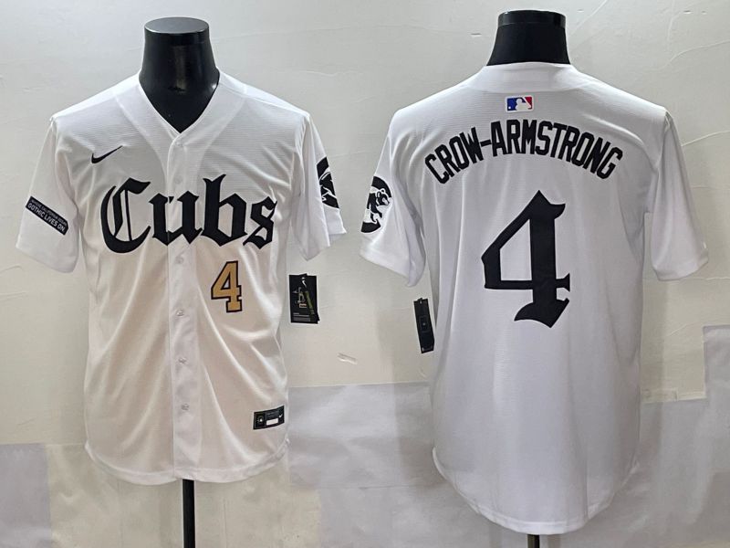 Men 2025 Chicago Cubs #4 Crow-Armstrong White Five generations Joint Name Nike MLB Jersey style 4->chicago cubs->MLB Jersey